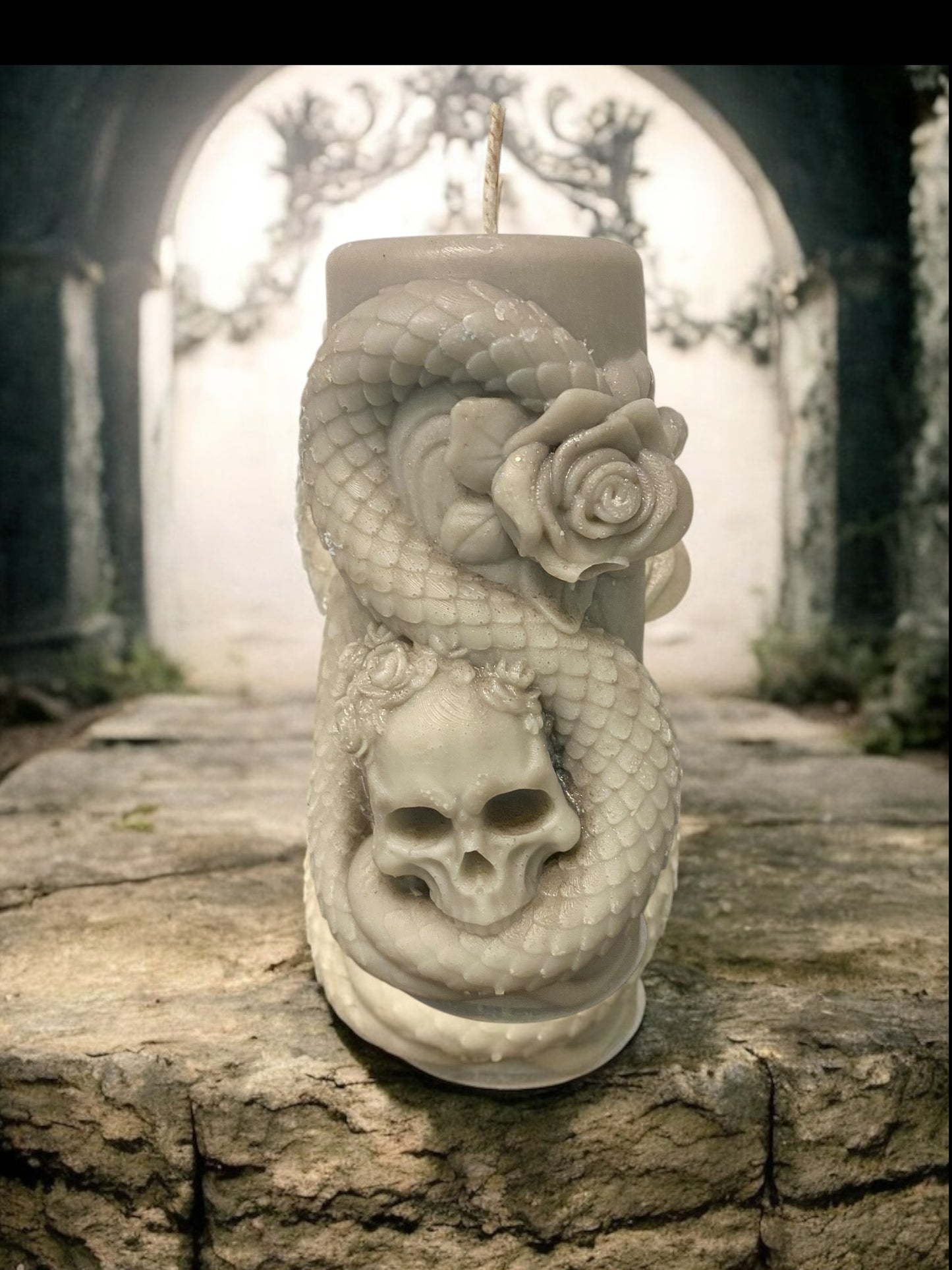 Small Skull & Snake Pillar Candle