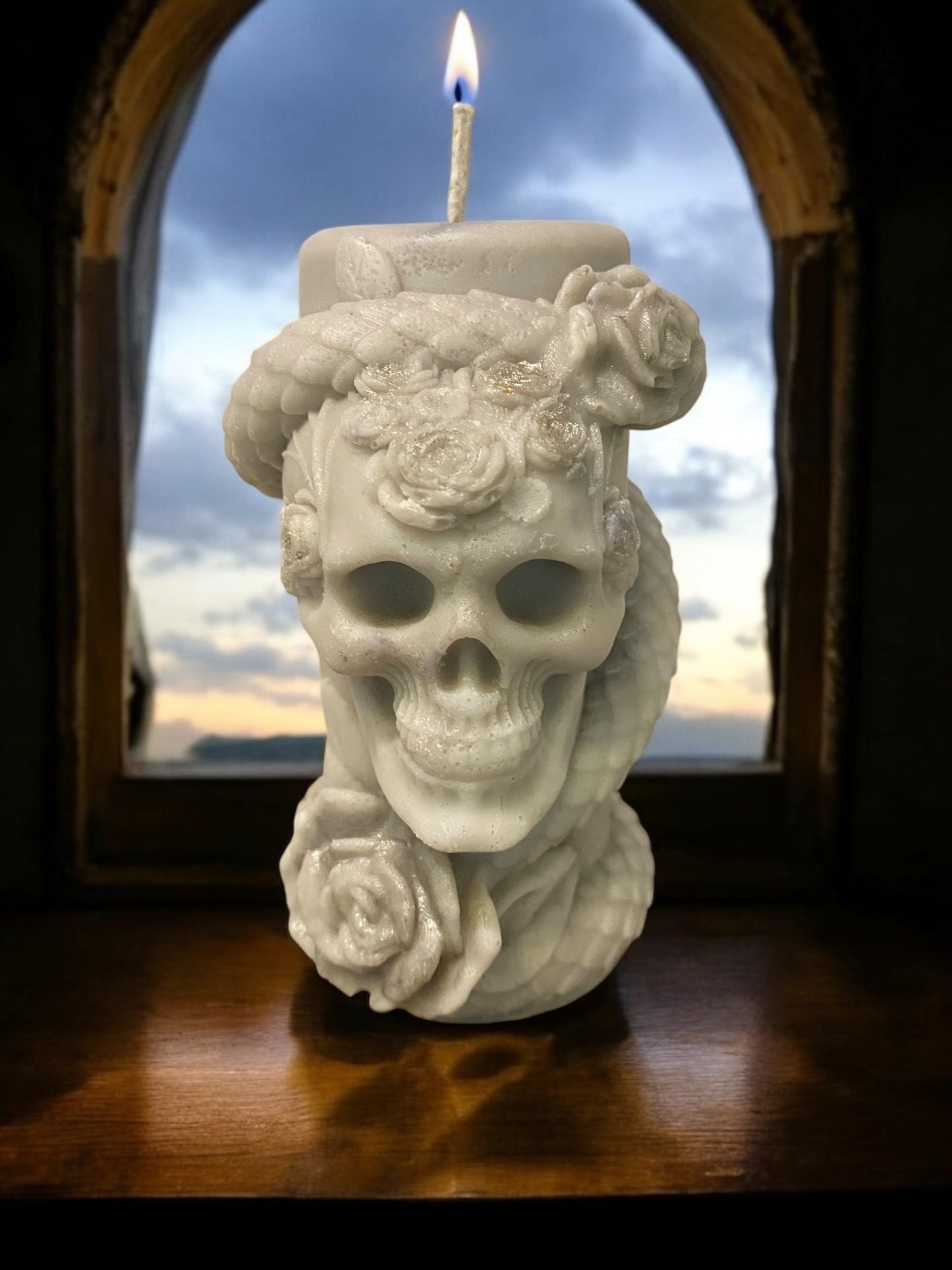 Large Skull & Snake Pillar Candle