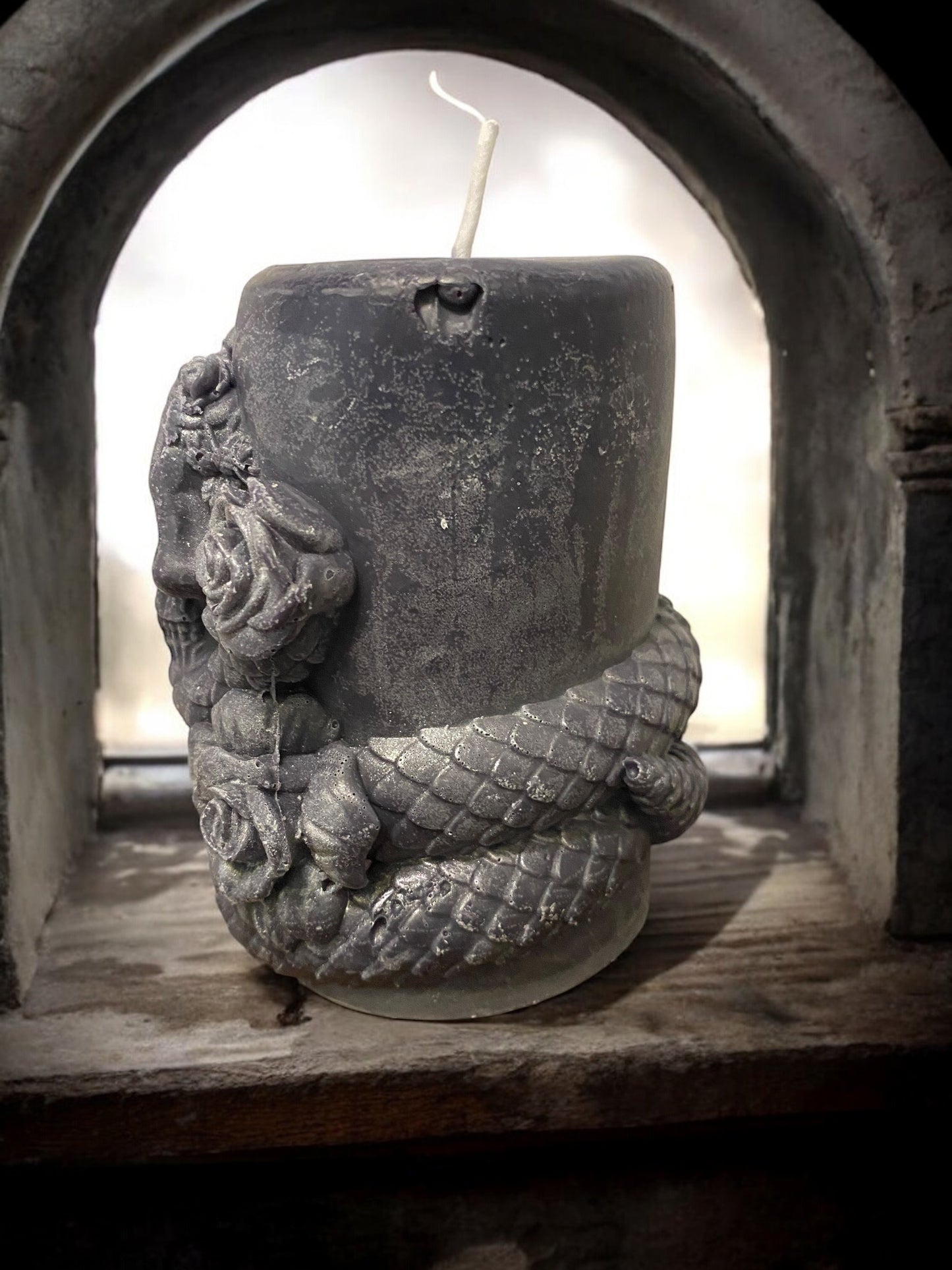 Medium Skull & Snake Pillar Candle