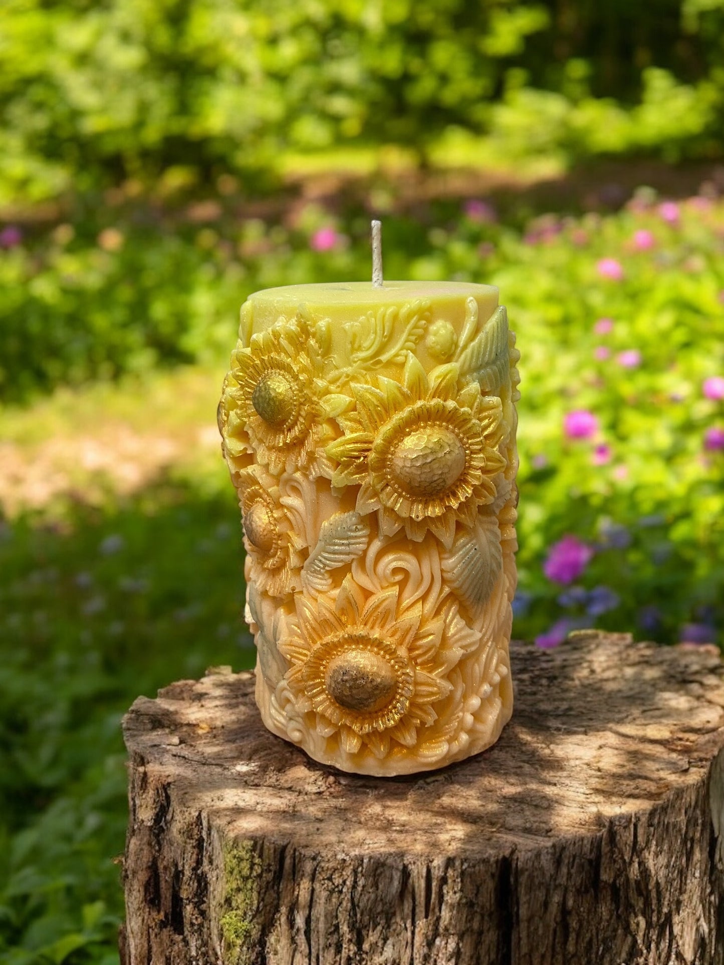 Sunflower Pillar Candle