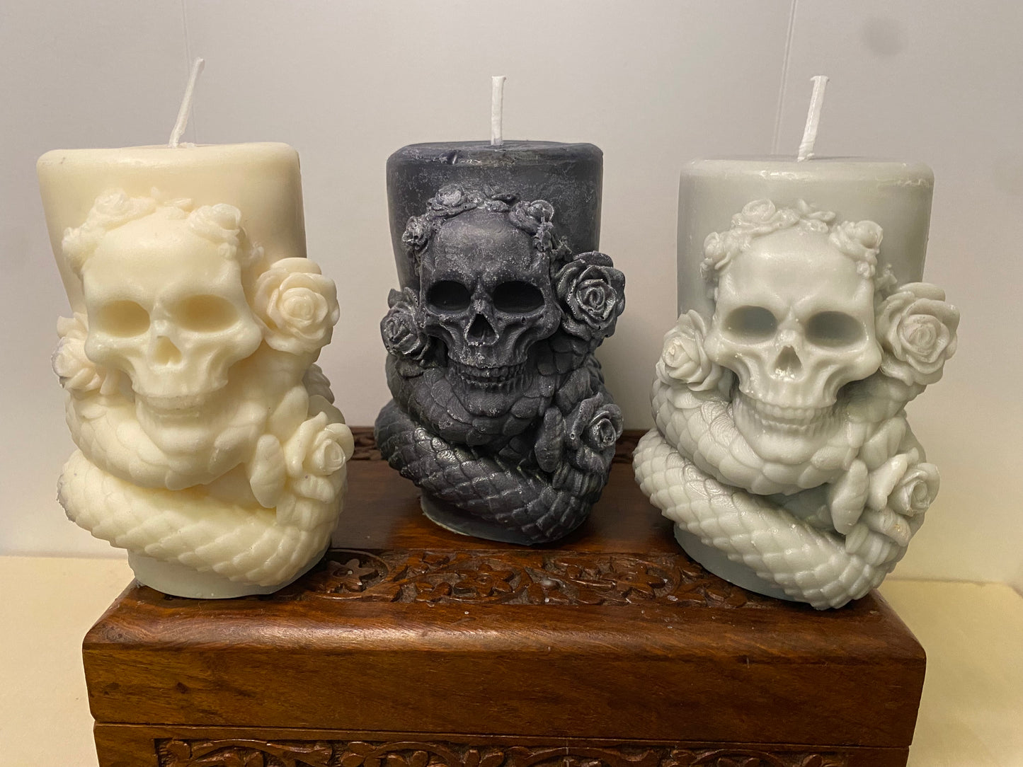 Medium Skull & Snake Pillar Candle
